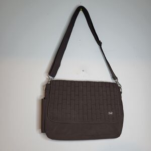 Lug Pontoon Horizontal Cross-Body Bag in Chocolate Brown